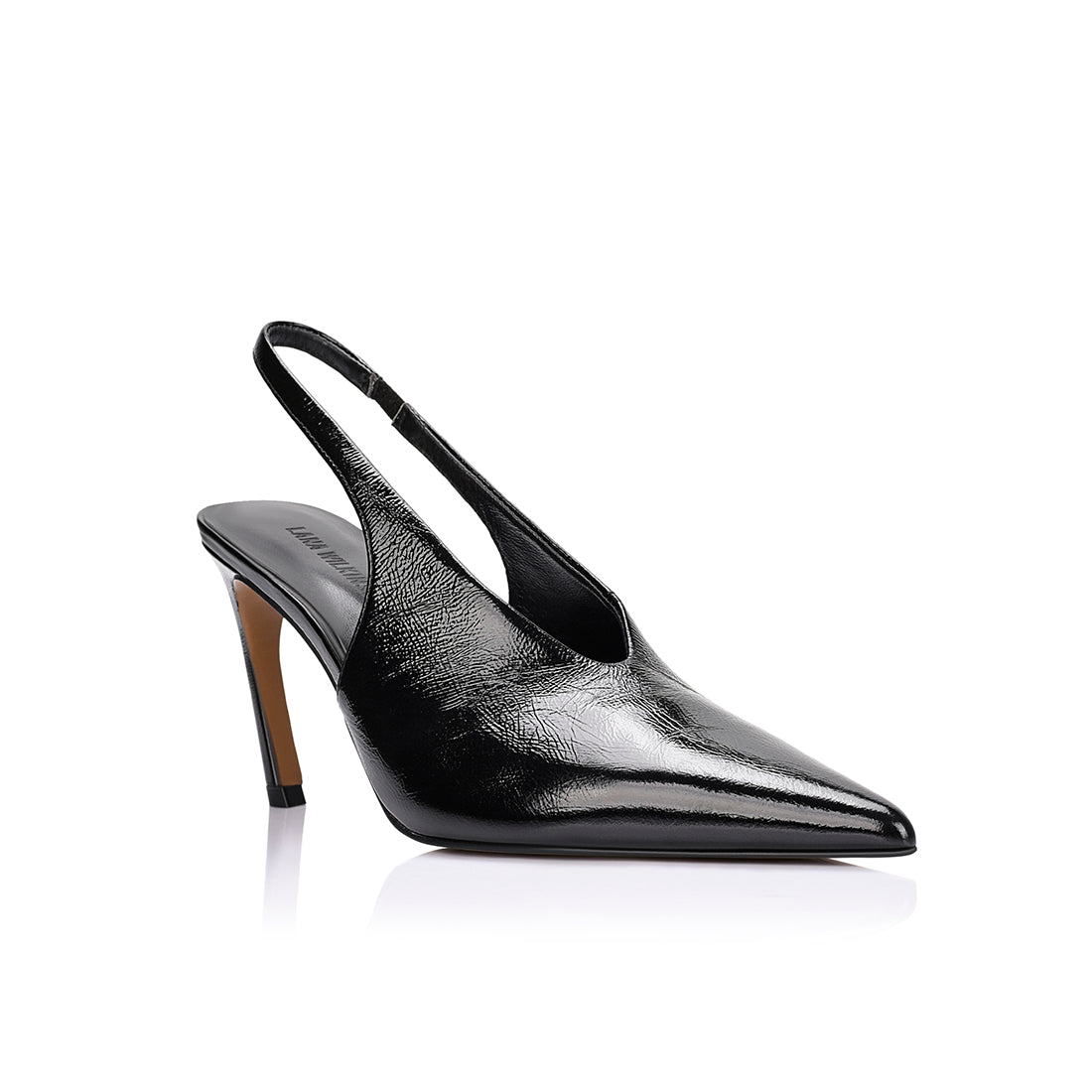 Rochelle Slingback Pump Black Crinkle Leather - Lana Wilkinson