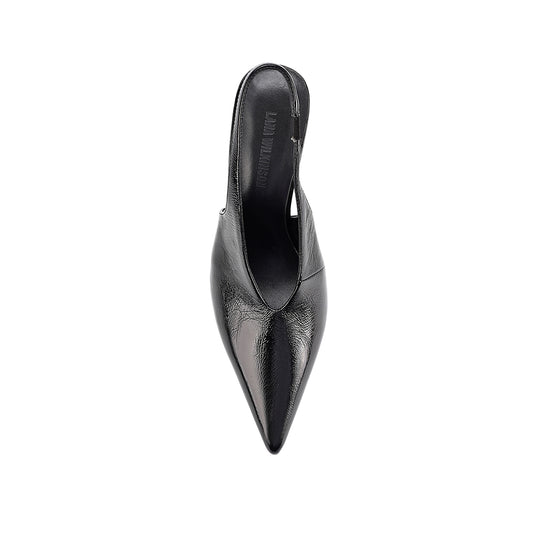 Rochelle Slingback Pump Black Crinkle Leather - Lana Wilkinson