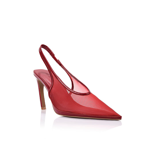 Rochelle Slingback Pump Red Mesh - Lana Wilkinson