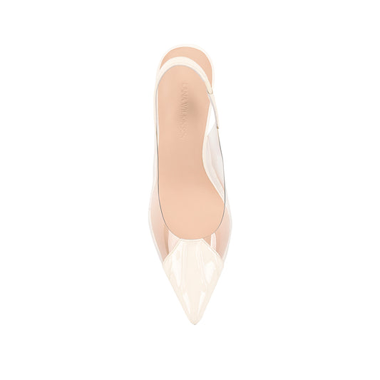 Romy Pump Vinylite & White Patent