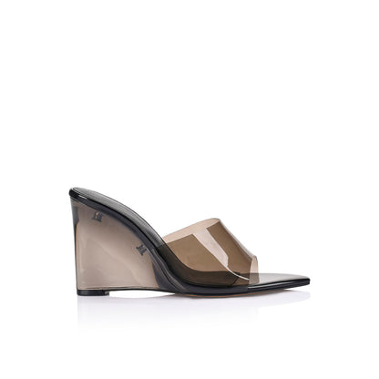Sera Wedge Lucite Black Vinylite - Lana Wilkinson
