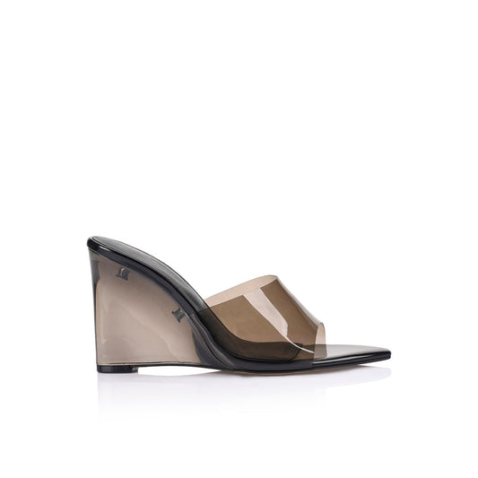 Sera Wedge Lucite Black Vinylite - Lana Wilkinson