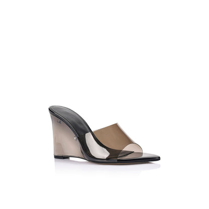 Sera Wedge Lucite Black Vinylite - Lana Wilkinson
