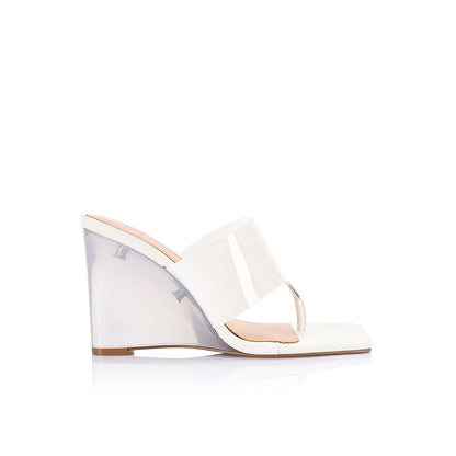 Sienna Wedge Lucite White Vinylite - Lana Wilkinson