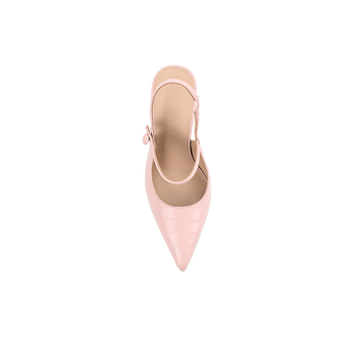 Sophie Mary Jane Heel Pink Croc Embossed Leather - Lana Wilkinson