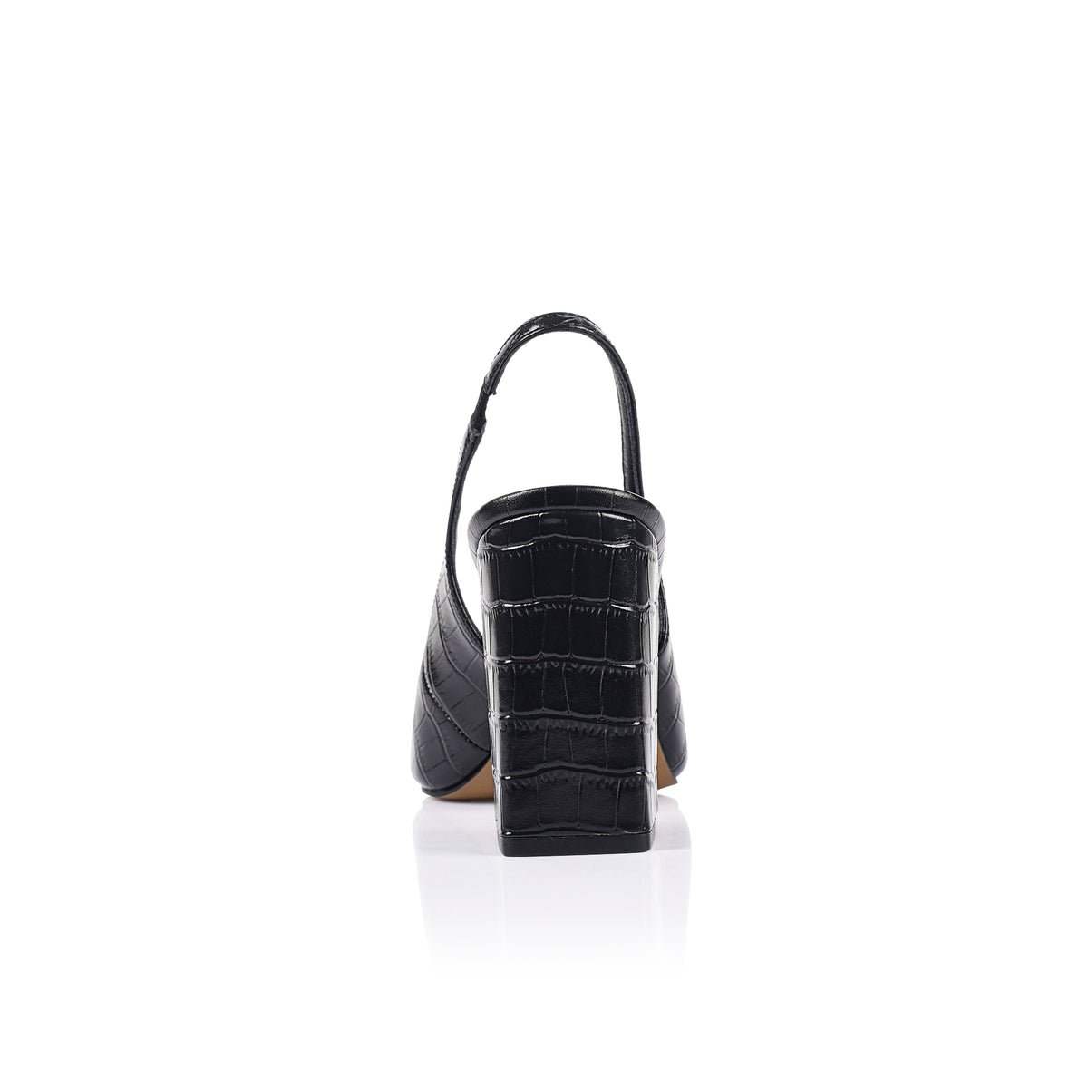 Olympia Slingback Pump Black Croc-Embossed Leather - Lana Wilkinson