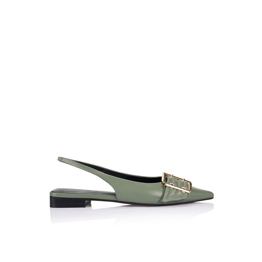 Taylor Flat Olive Leather - Lana Wilkinson