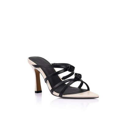 Alice Sandal Black & Ivory Leather