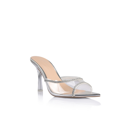 Zara Sandal Lucite & Silver Metallic