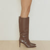 Huw Boot Chocolate Croc-Embossed Leather - LANA WILKINSON
