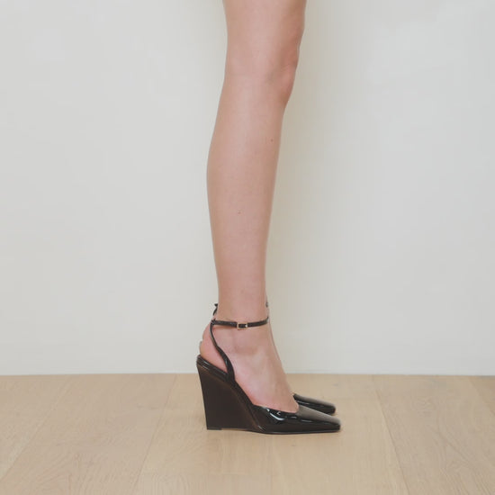Mona Wedge Black Patent Leather - Lana Wilkinson