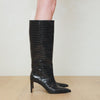 Huw Boot Black Croc-Embossed Leather - Lana Wilkinson