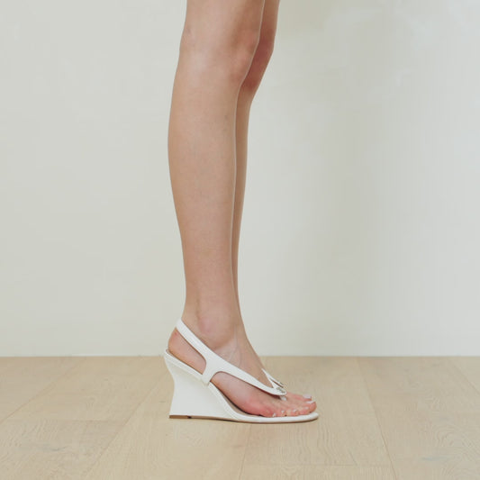 Martine Wedge White Leather